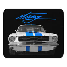 1967 Mustang White with Blue Racing Stripes Mouse pad picture