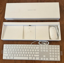 New Apple White Aluminum USB Wired Keyboard Mighty Mouse iMAC G4 G5 Genuine Set picture