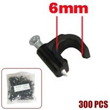 300x 6mm Cable Wire Clips Nail-In Wire Nail Clamps Cord Organizer Holder Black picture