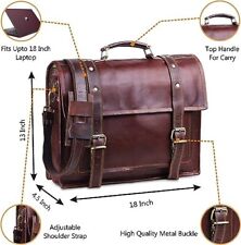 New Men's Genuine Vintage Brown Leather Messenger Shoulder Laptop Bag Briefcase picture