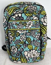 Vera Bradley Green Blue While Floral Padded Laptop Carrying Backpack Clean EUC picture