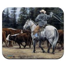 Ranch Cowboy Cattle Drive Roundup Low Profile Thin Mouse Pad Mousepad picture