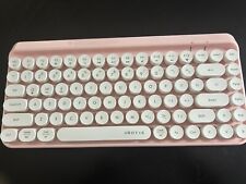 UBOTIE Portable Bluetooth Pink Computer Keyboard White Keys Wireless picture