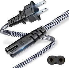 2 Prong Power Cord Braided - 2 pin AC Replacement Power Cable(10ft/3 m),UL Ce... picture