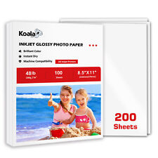 200 Sheets Koala Premium Glossy Photo Paper 8.5x11 48 lb Inkjet Printer Canon HP picture