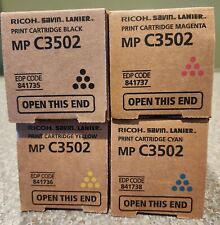 Sealed Genuine Set of (4) Ricoh MPC3502 Color 841735 841736 841738 841737, C3502 picture