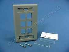 Leviton Gray 1-Gang Quickport 6-Port Data Plastic Wallplate ID Window 42080-6GS picture