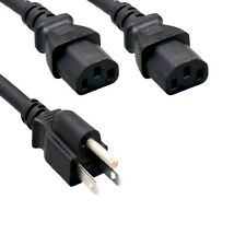 3FT,6FT,10FT Extension AC Power Cord Y Splitter Cable 15P/2x C13 SJT 16 AWG UL picture