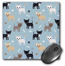 3dRose Cute Chihuahuas Pattern Blue Paws and Dog Bones MousePad picture
