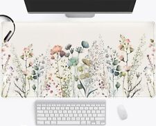 Floral Desk Mat Beige Boho Desk Pad, Large Extend Mouse Pad XXL, Cute Minimal... picture