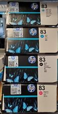 SET 4 GENUINE  HP 83 C4940A Blk C4941A Cyn C4942A Mag C4944A LC Inkjets 2020-21 picture