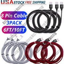 3 Pack Heavy Duty USB Fast Charger Data Cable Cord 6/10FT For iPhone 13 12 11 picture