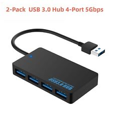 2-Pack 4 Port USB 3.0 Hub 5Gbps Portable For PC Mac Laptop Desktop Flash Drive picture