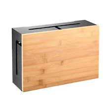 Cable Management Box with Magnetic Bamboo Lid & Cable Ties- Elegant, Durable ... picture