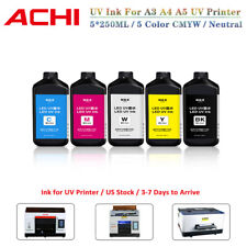 5 X 250ML UV INK For ACHI A3 A4 A5 UV Printer Colorful CMYKW Neutral Ink US Ship picture