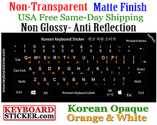 Korean Keyboard Sticker For Black Keyboard white & orange Opaque Non Transparent picture