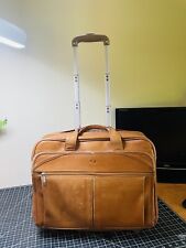Solo New York Walker Leather Rolling 15.6 Laptop Briefcase Camel Travel Bag picture