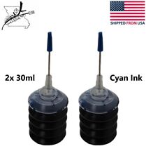 2x 30ml Ink Jet Cyan Ink Easy Refill Squeeze Bottle Non Toxic Universal Epson  picture