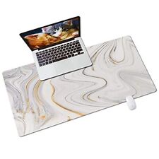 QIYI White Mouse Pad Cute Marble Large Desk Mat PU Leather Desk Protector Mou... picture