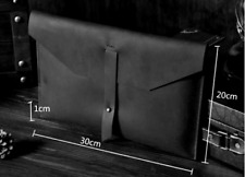 file Folder pocket cow Leather Messenger bag Briefcase Pouch handmade black Z308 picture