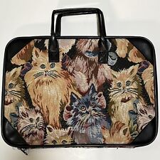 Vintage 90’s Cat Tapestry Top Handle Briefcase Laptop Bag Organizer 12x16” picture