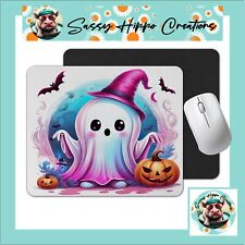 Mouse Pad Pink Ghost Jack O Lanterns Bats Halloween Anti Slip Back Easy Clean picture