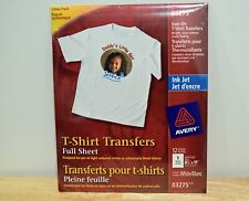 Avery Light Fabric Transfers for Inkjet Printers 8 1/2 x 11 White 12/Pack 3275 picture