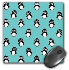 3dRose Cute penguin pattern on ice teal blue - turquoise black and white - kawai picture