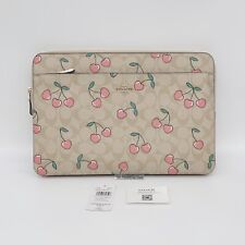 Coach CF158 Laptop Sleeve In Signature Canvas With Heart Cherry Print NWT $198 picture