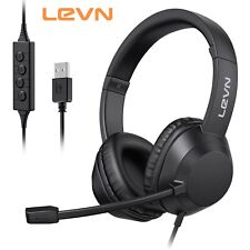 LEVN USB Headset With Microphone Noise Cancelling & Audio Controls Wired Headset picture