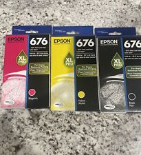 NEW in Box Genuine Epson 676 XL PRO Magenta, Cyan, And Black Ink Cartridge 2020 picture