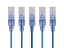 SlimRun Cat6A Ethernet Patch Cable Network RJ45 Stranded UTP 30AWG 7ft Blue 5pk picture