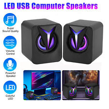 3.5mm Stereo Bass Sound Computer Speakers RGB 2.0 USB Wired for Laptop Desktop picture