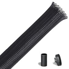 100ft - 1 inch Expandable Braided Sleeving PET Cable Management Sleeve Black,... picture