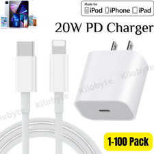 20W USB-C Fast Charger Adapter PD Cable For iPad iPhone 14 13 12 11 Pro Max Lot picture