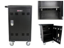 32 Device Mobile Charging Cart & Cabinet with Lock for Tablets Laptops Computers picture