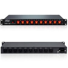 10 Outlet Horizontal 1U Rack Mount PDU Power Strip - Surge Protection,10 Indi... picture