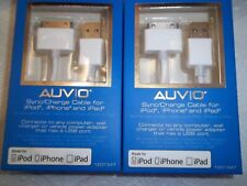 AUVIO 1201347, 3.8-ft SYNC/CHARGE CABLE 30-PIN; I-POD/PAD/IPHONE (lot-of-2) picture