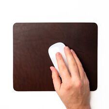 Premium Full Grain Leather Mouse Pad in Brown - Genuine Real Cowhide Leather picture