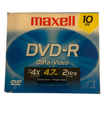 MAXELL DVD-R DATA VIDEO 10 PACK NEW SEALED 4.7 GB 16X MAX 120 MINUTES SP MODE picture
