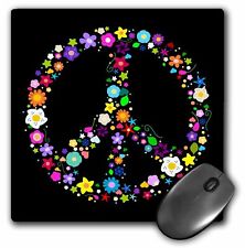 3dRose Floral Peace Symbol - Flowery hippy or hippie sign - flower power - color picture