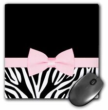 3dRose Black and White Zebra with Pretty Pink Printed Bow MousePad picture