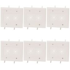 6 Pcs 2 Gang Low Voltage Flexible Opening Wall Plate Pass Through AV Cable White picture