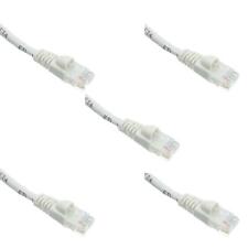 Pack of 5 Cables Snagless 25 Foot Cat5e White Network Ethernet Patch Cable picture