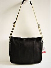 PIEL New $459 Black Leather Expandable Carry-All Lg Messenger Shoulder Bag 2813  picture