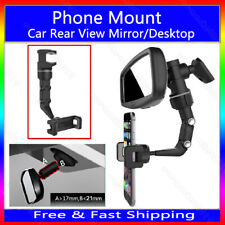 360° Car Rearview Mirror Rotation Adjustable Phone Holder Mount Multifunction picture