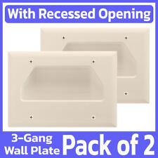 2 Pack Recessed Pass-Through Wall Plate 3 Gang Low Voltage Cable Hole Faceplate picture