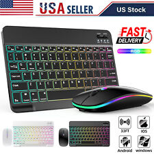 RGB Wireless Backlit Keyboard and Mouse Combo Set Bluetooth for iPad Laptop PC picture