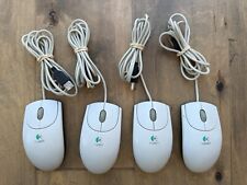 Lot of 4 - Vintage Logitech Corded USB Optical Mouse White Gray M-BJ58 TESTED picture