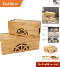 Bamboo Cable Management Box Set - Hide Cords & Power Strips - Large & Small picture